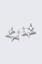 Silver-coloured - Spiky Hoop Earrings - 0