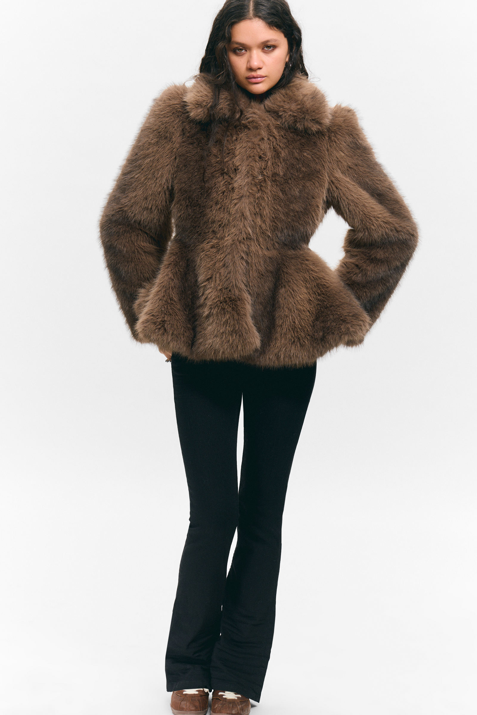 Faux Fur Peplum Jacket