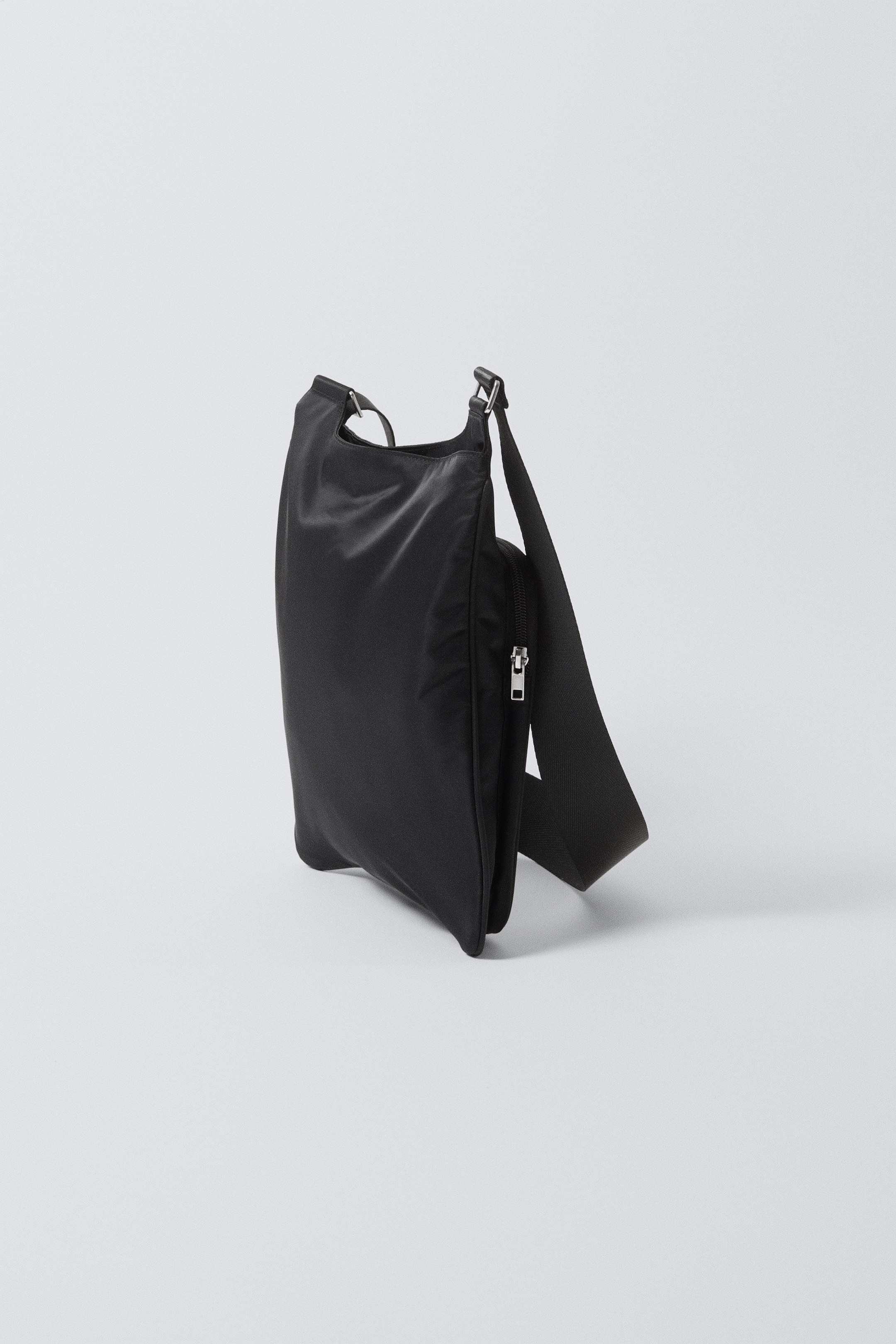 Black - Sporty Piped Nylon Crossbody Bag - 2