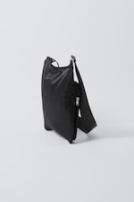 Black - Sporty Piped Nylon Crossbody Bag - 2