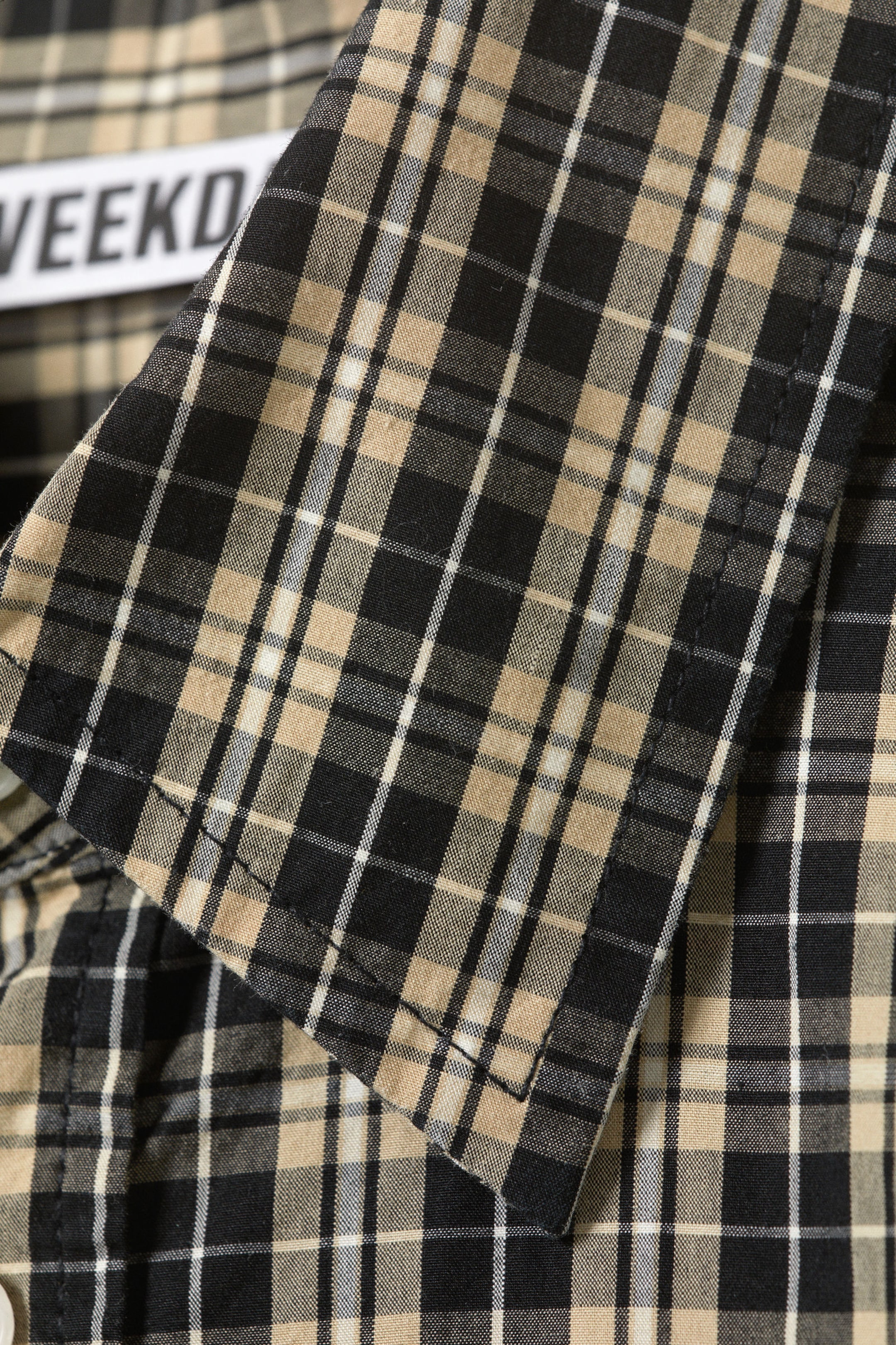 Beige Check - Relaxed Fit Short-Sleeved Cotton Shirt - 4