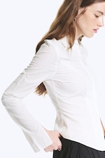 White - Long-Sleeved Hook-and-eye Top - 2
