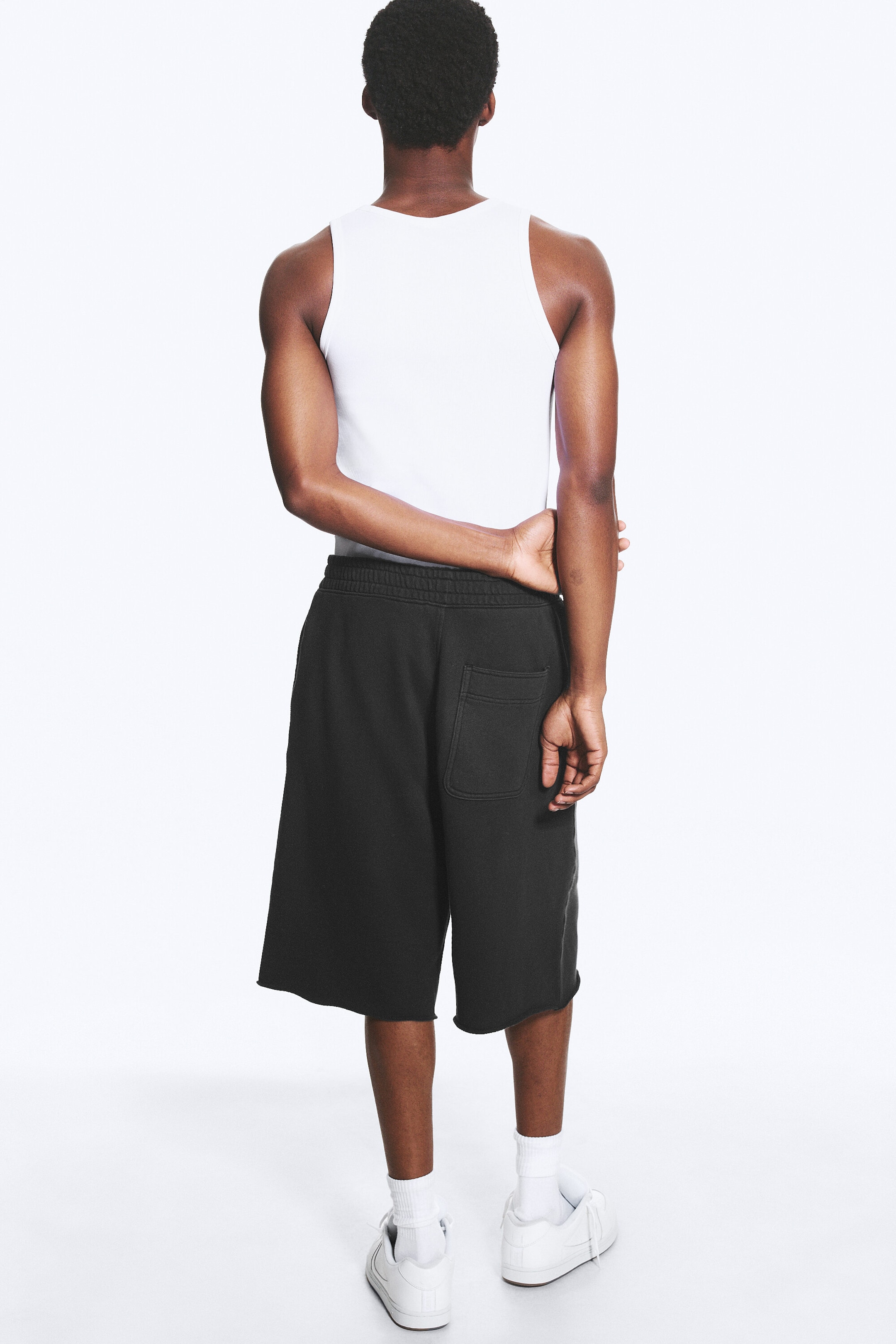Tvättad Svart - Baggy jersey skate shorts - 3
