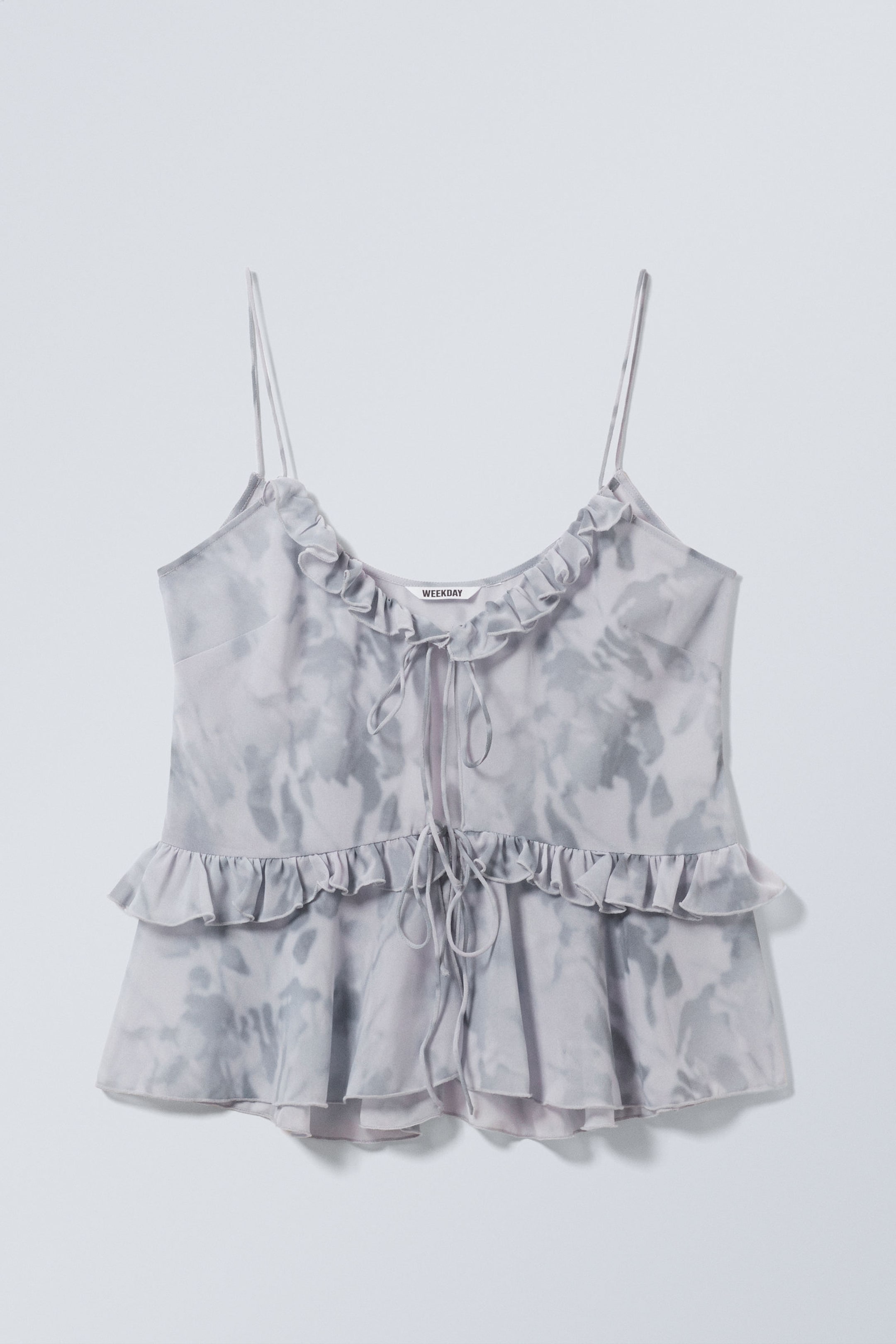 Dusty Grey - Clouded Marble - Frilled Strap Top - 4