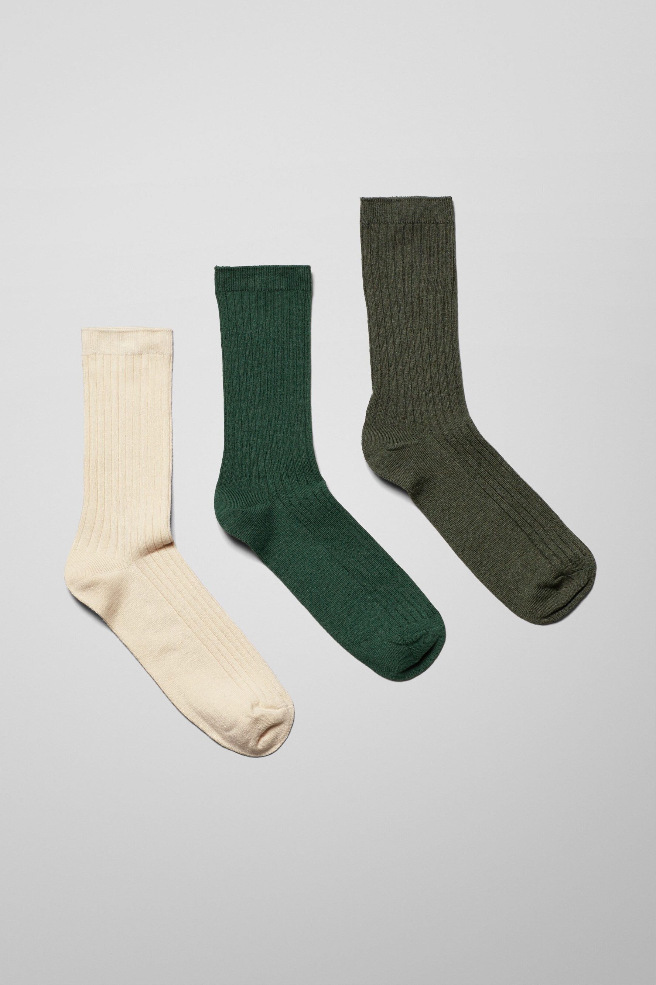 Beige/Green/Khaki - 3-pack Rib Socks - 0