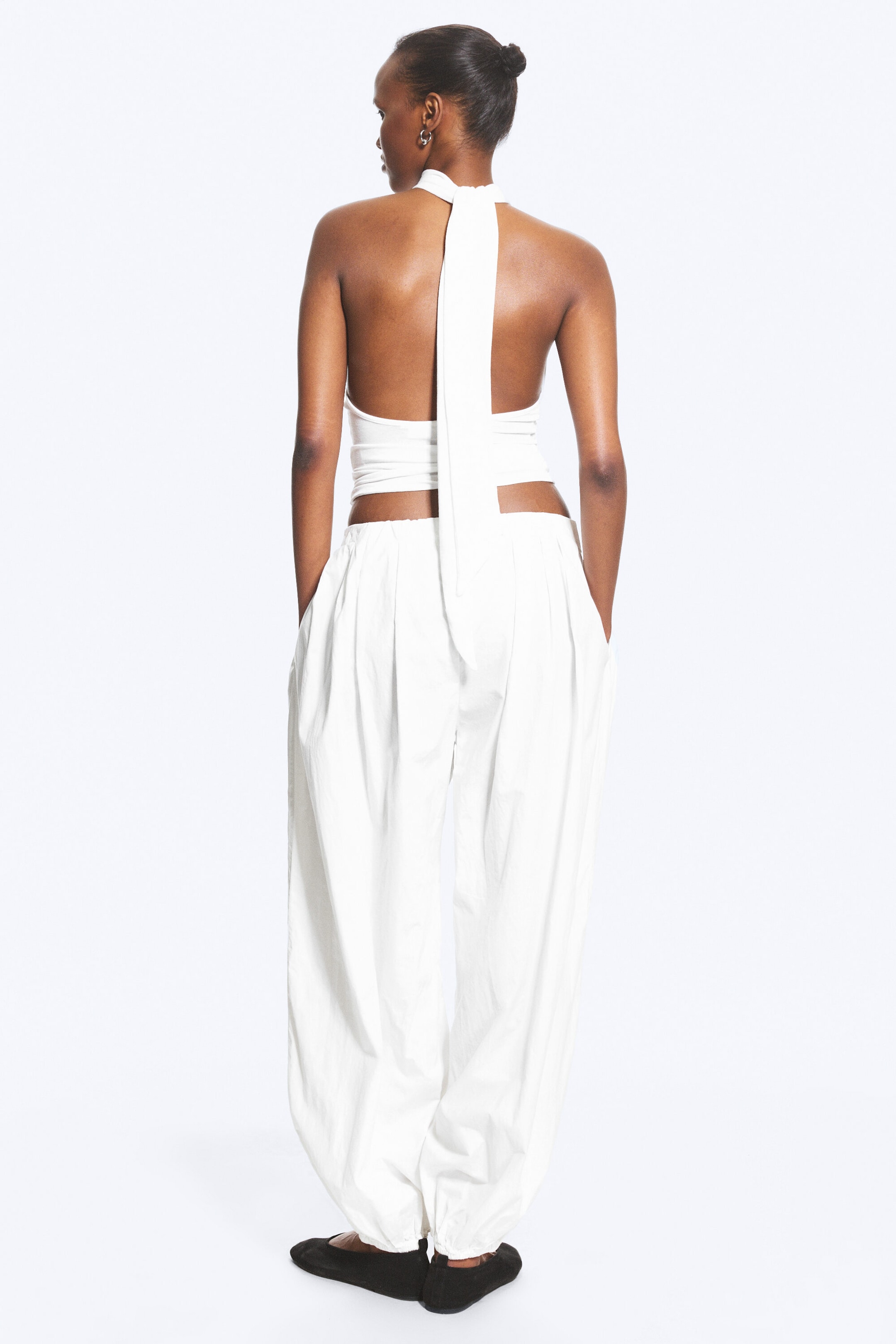 Weiß - Ballonhose aus Baumwolle - 3