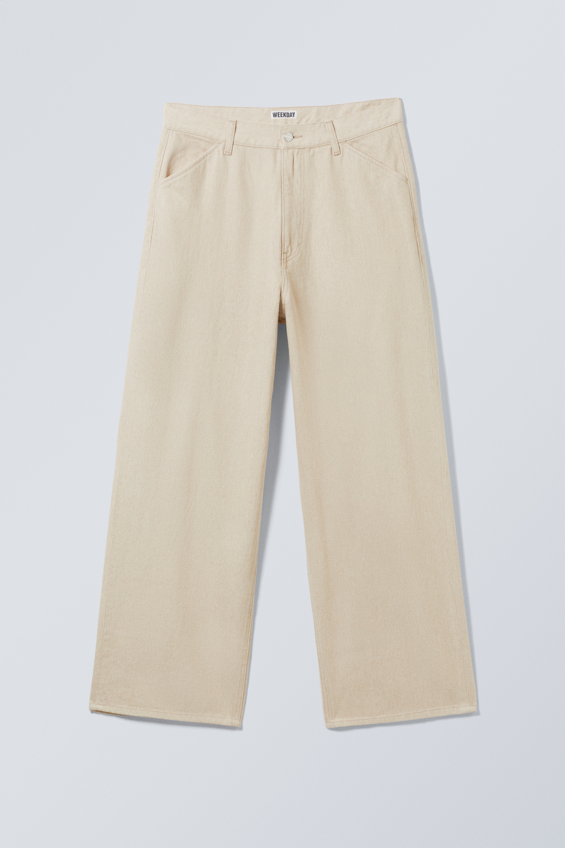 Visa större bild: Astro Loose Baggy Leg Linen-Blend Trousers - Ecru - HERR | H&M SE 10