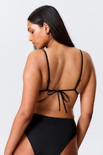 Noir - Haut de bikini à bretelles et encolure carrée - 2