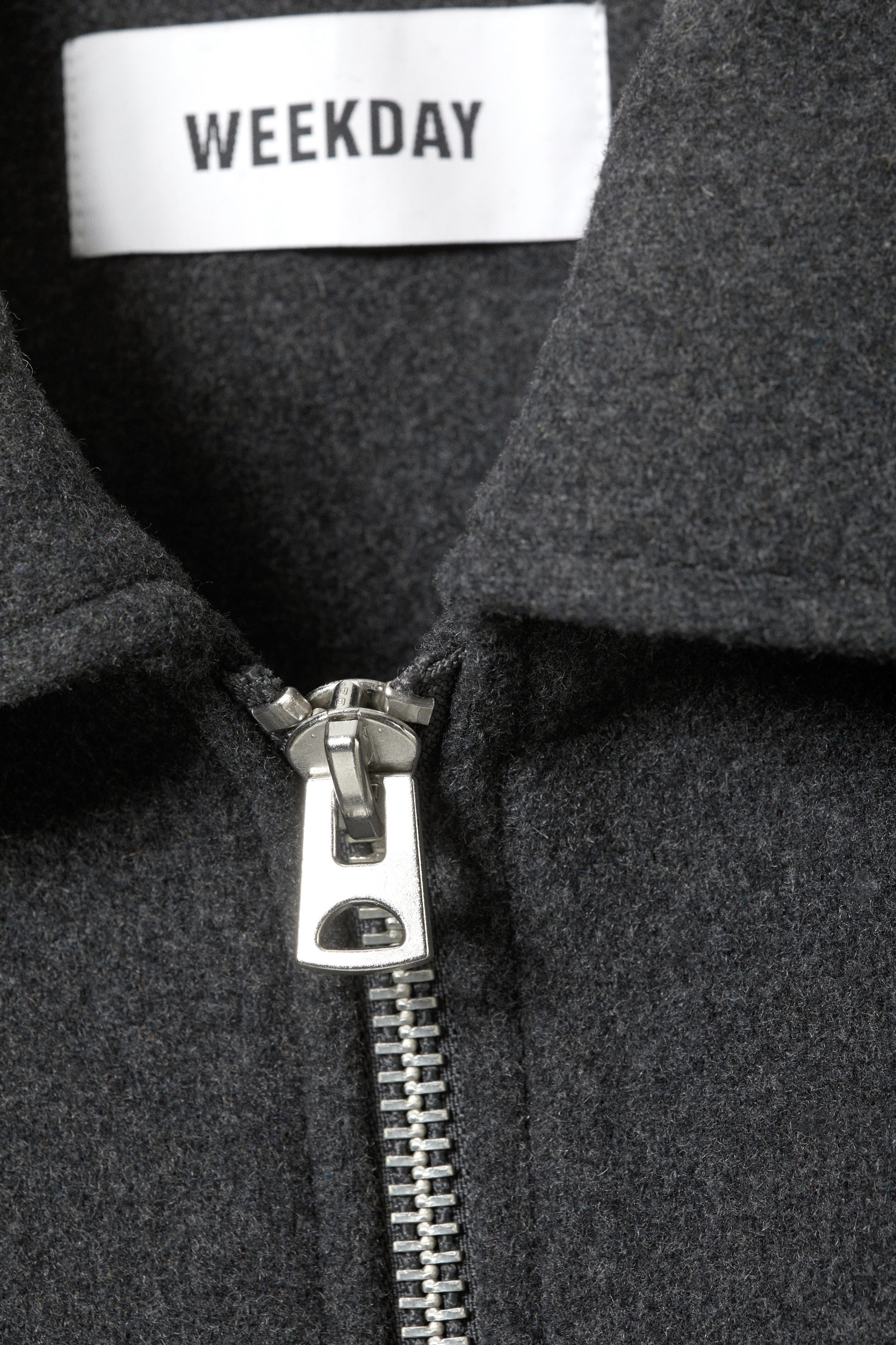 Dark Grey Melange - Short Wool Blend Jacket - 1