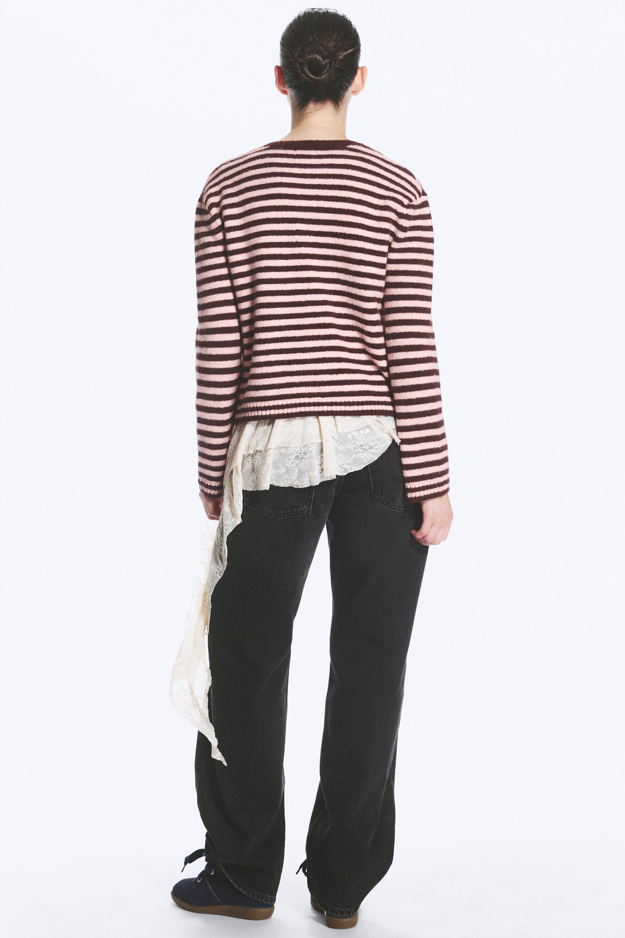 Striped Pink/Burgundy - Striped cardigan - 4