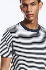White - Striped Navy - Klassiek boxy T-shirt - 1