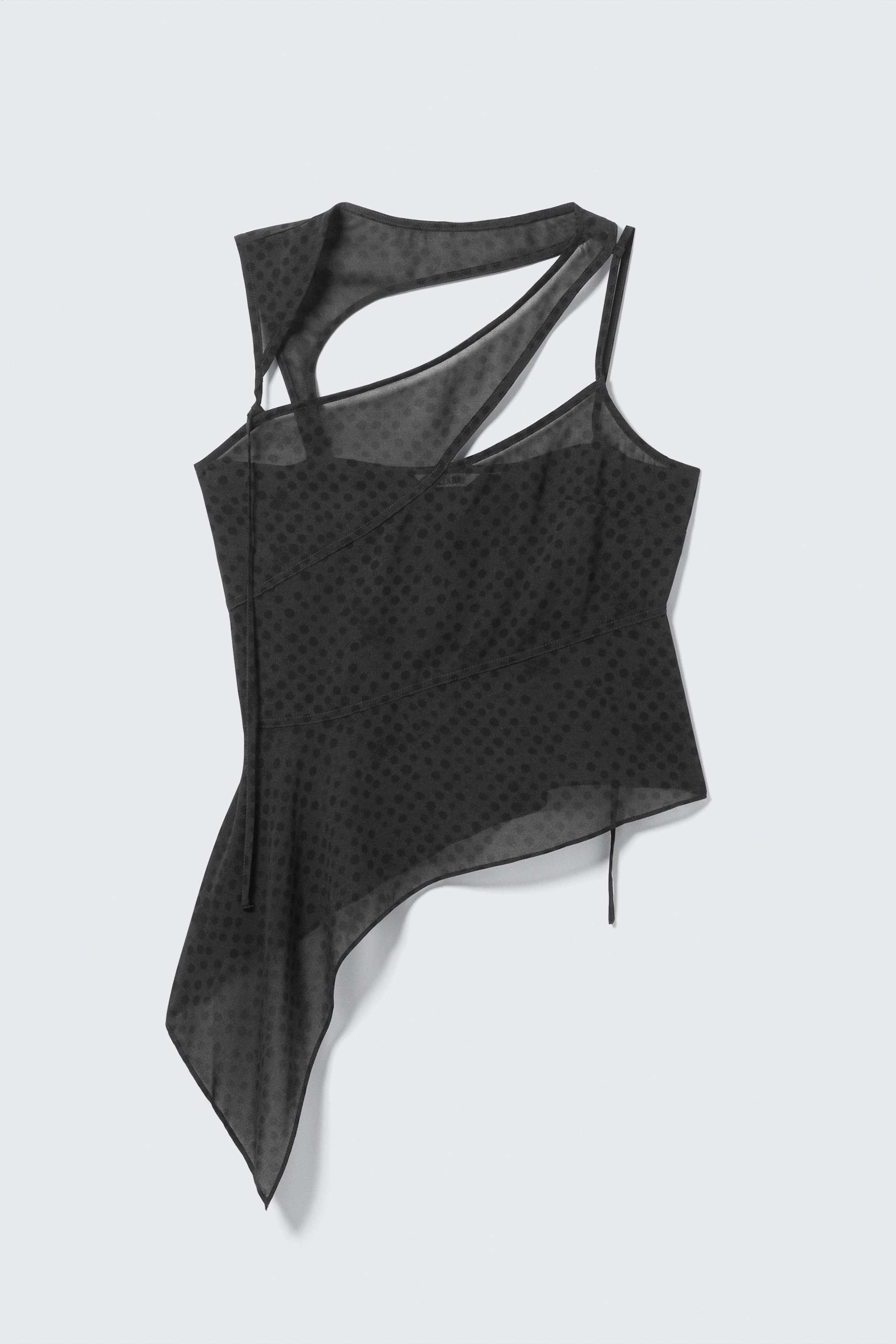 Visa större bild: Asymmetrisk cut-out mesh-topp - Mörkgrå - Prickar - DAM | H&M SE 5
