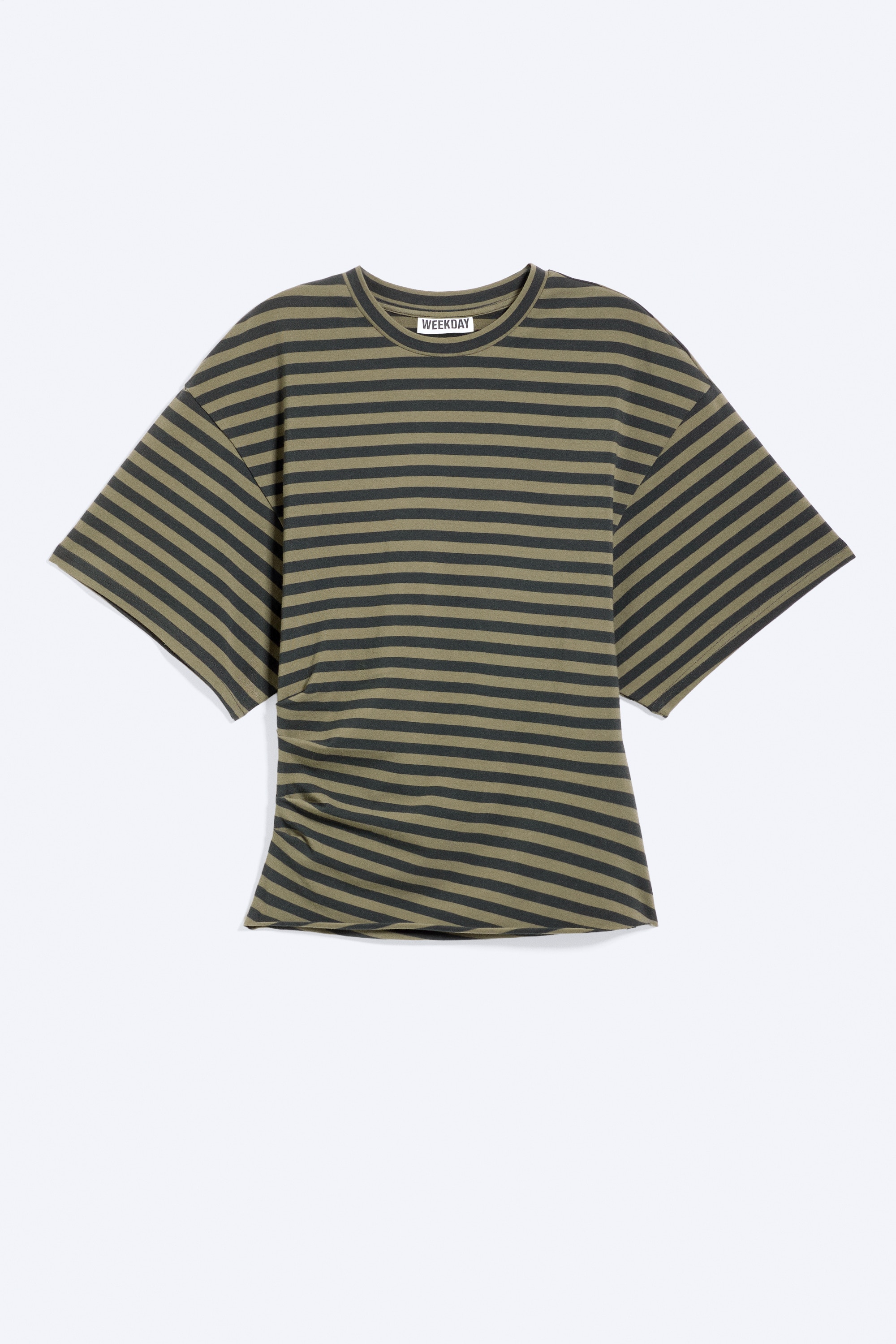 ΚΟΛΑΚΕΥΤΙΚΟ DRAPED T-SHIRT - Σκούρο Γκρι Ριγέ/Λευκό/Μαύρο/Γκρι Μελανζέ