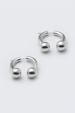 Silver - Sculptural Open-ended Hoop Earrings - 1