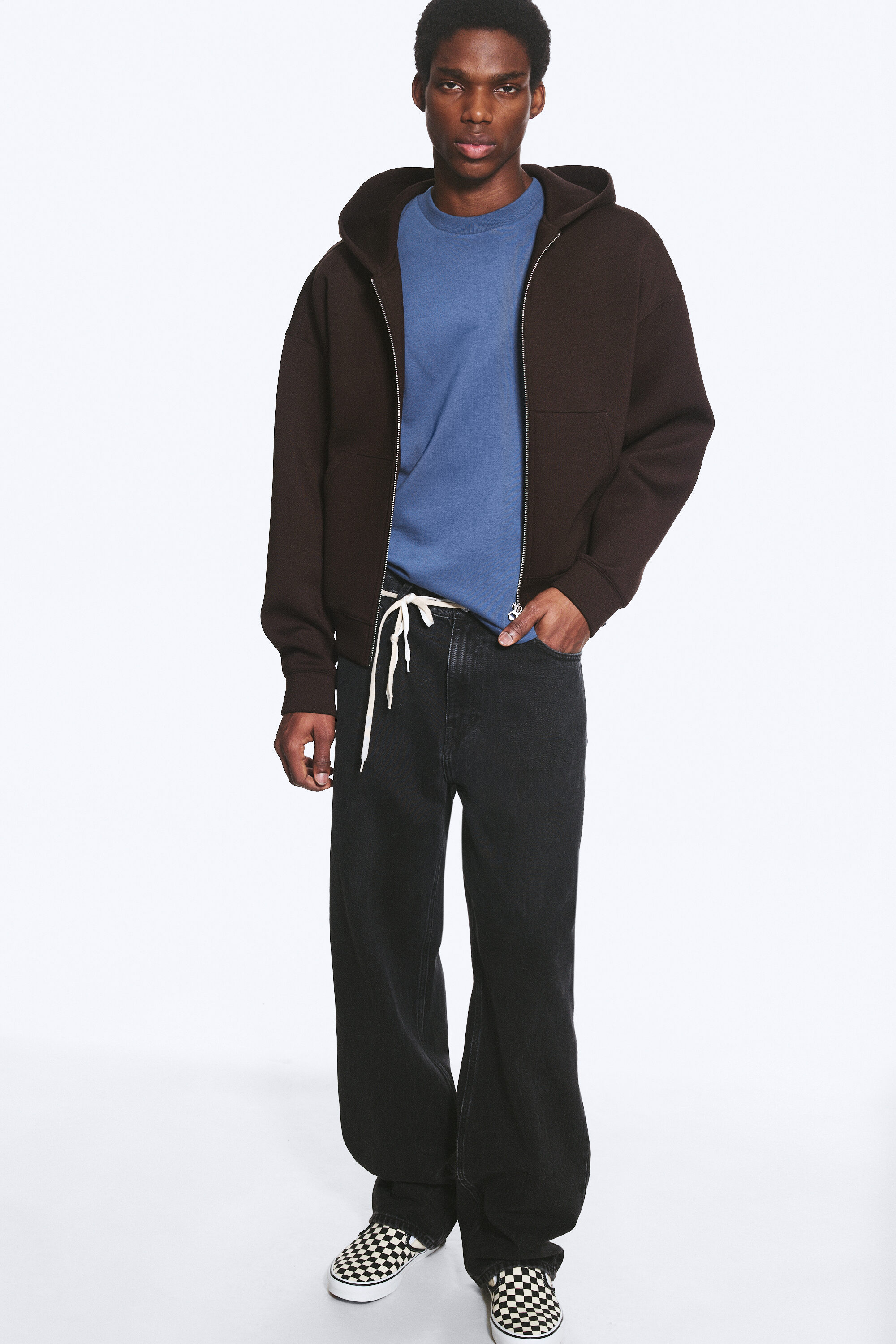 simon scuba zip hoodie - Dark Brown | Weekday WW