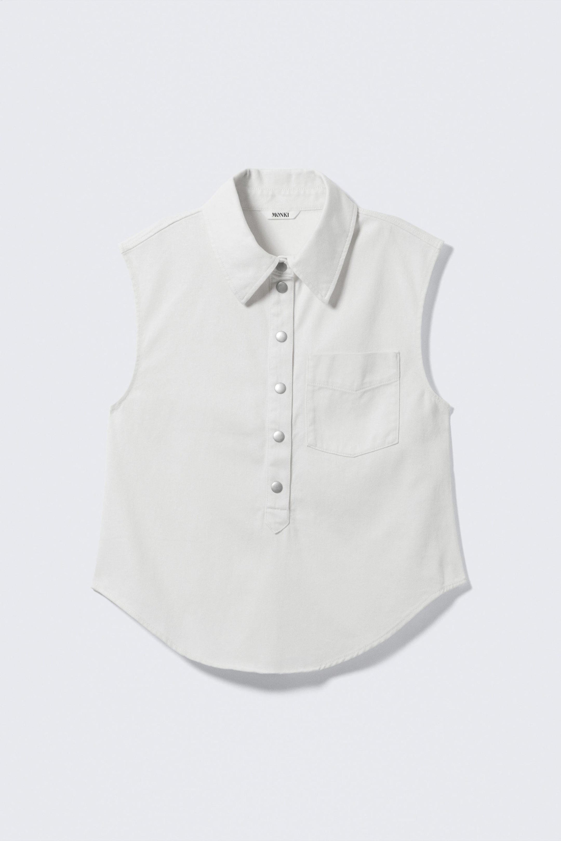 White - Cap-Sleeved Cotton Twill Shirt - 3