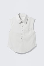 White - Cap-Sleeved Cotton Twill Shirt - 0