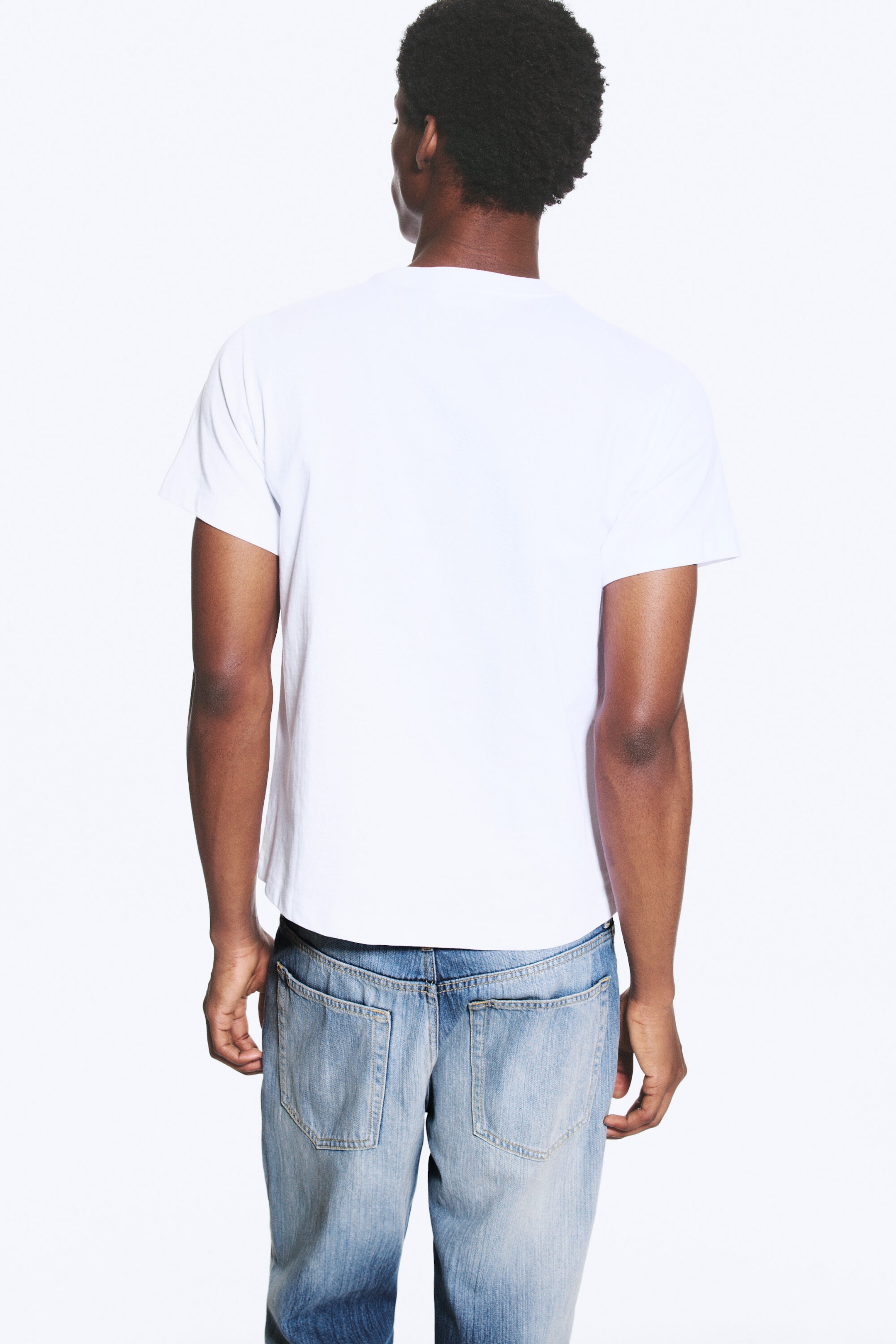 Weiß - Shrunken T-Shirt aus Baumwolle - 2