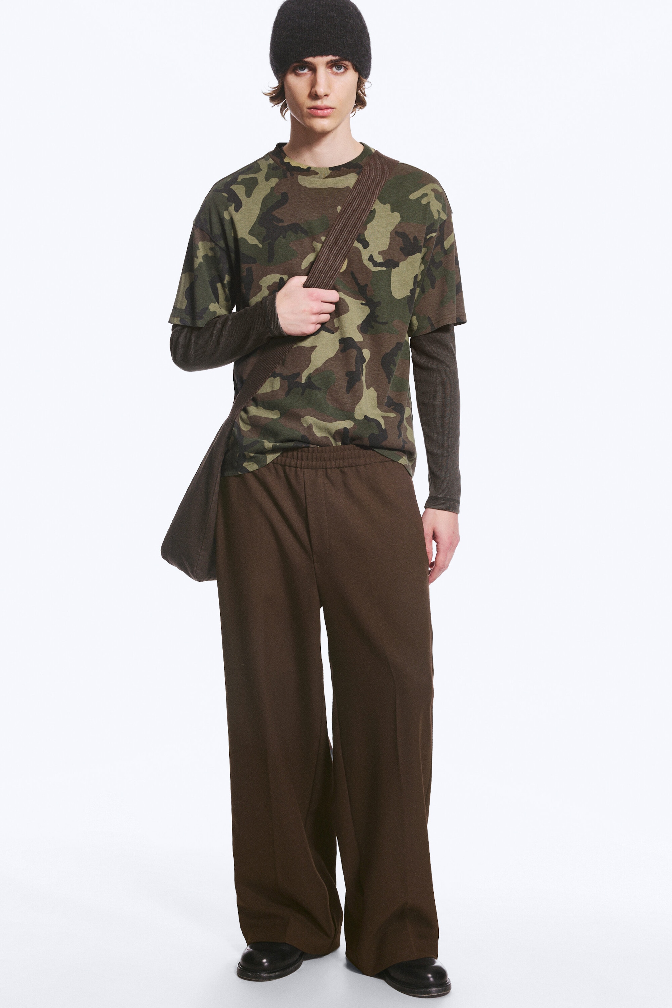 Dark Brown - Loose baggy pleated suit trousers - 2