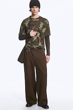 Dark Brown - Loose baggy pleated suit trousers - 1