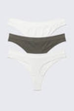 White/Khaki Green - 3-pack Seamless Thongs - 1