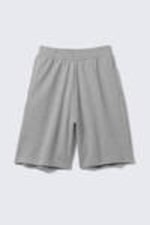 Grey Melange - Baggy Knee-Length Skater Shorts - 4