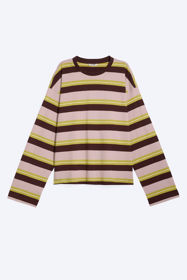 Bawełniany T-shirt z długim rękawem - Striped Pink/Wine/Lime/Striped Dusty Lime/Niebieskie paski/Brązowy/Żółty paski/Burgundowy/Paski Biały/Różowy/Lime/Navy Stripe/Różowy/Biały/Brązowy/Biały w paski/Ciemnoniebieski/Niebieski/Białe paski/Różowy/Niebieski - 1