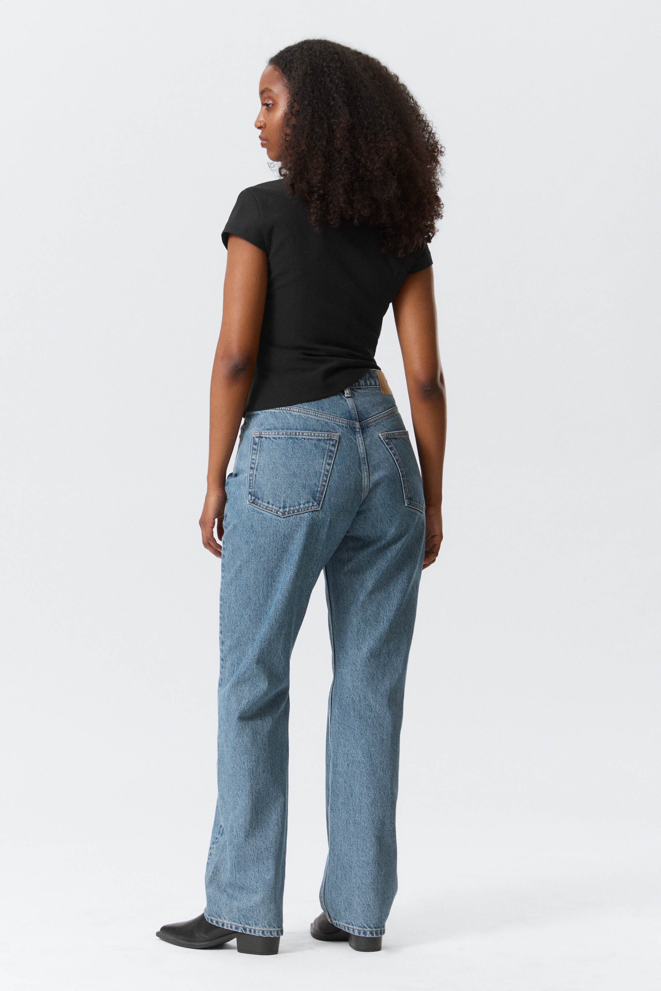 90s Blue - Medium Blue - Resolute Curve High Waisted Regular Straight Jeans - 3