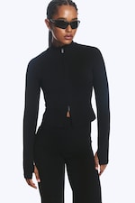 Black - Zipped Sports Jacket - 1