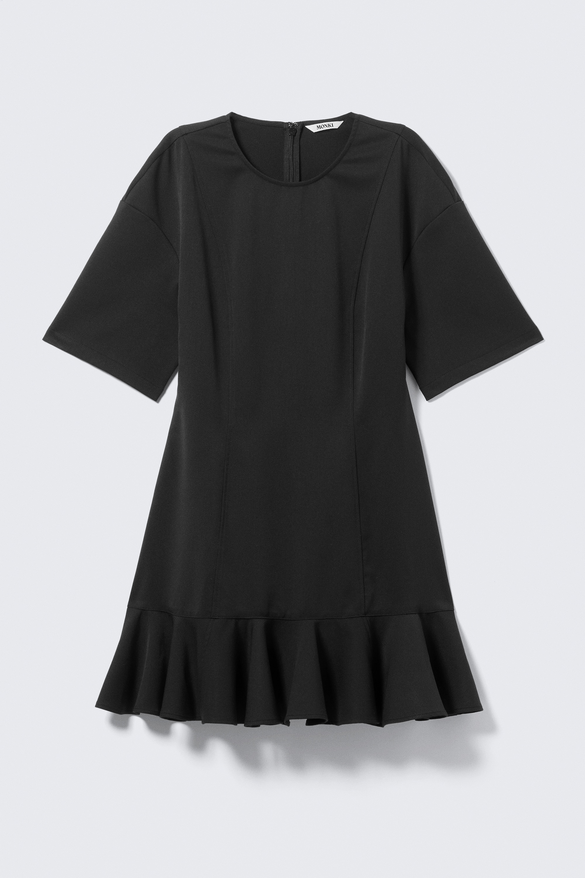 Fit-and-Flare Mini Dress - Black/Dark Grey