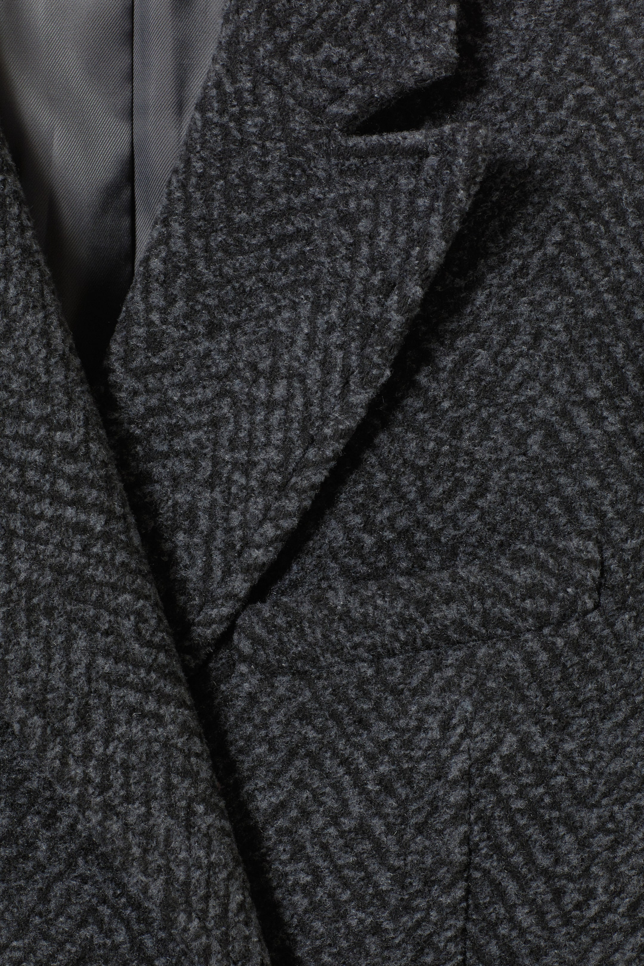 Grey Herringbone - Carla Oversized Wool Blend Jacket - 1