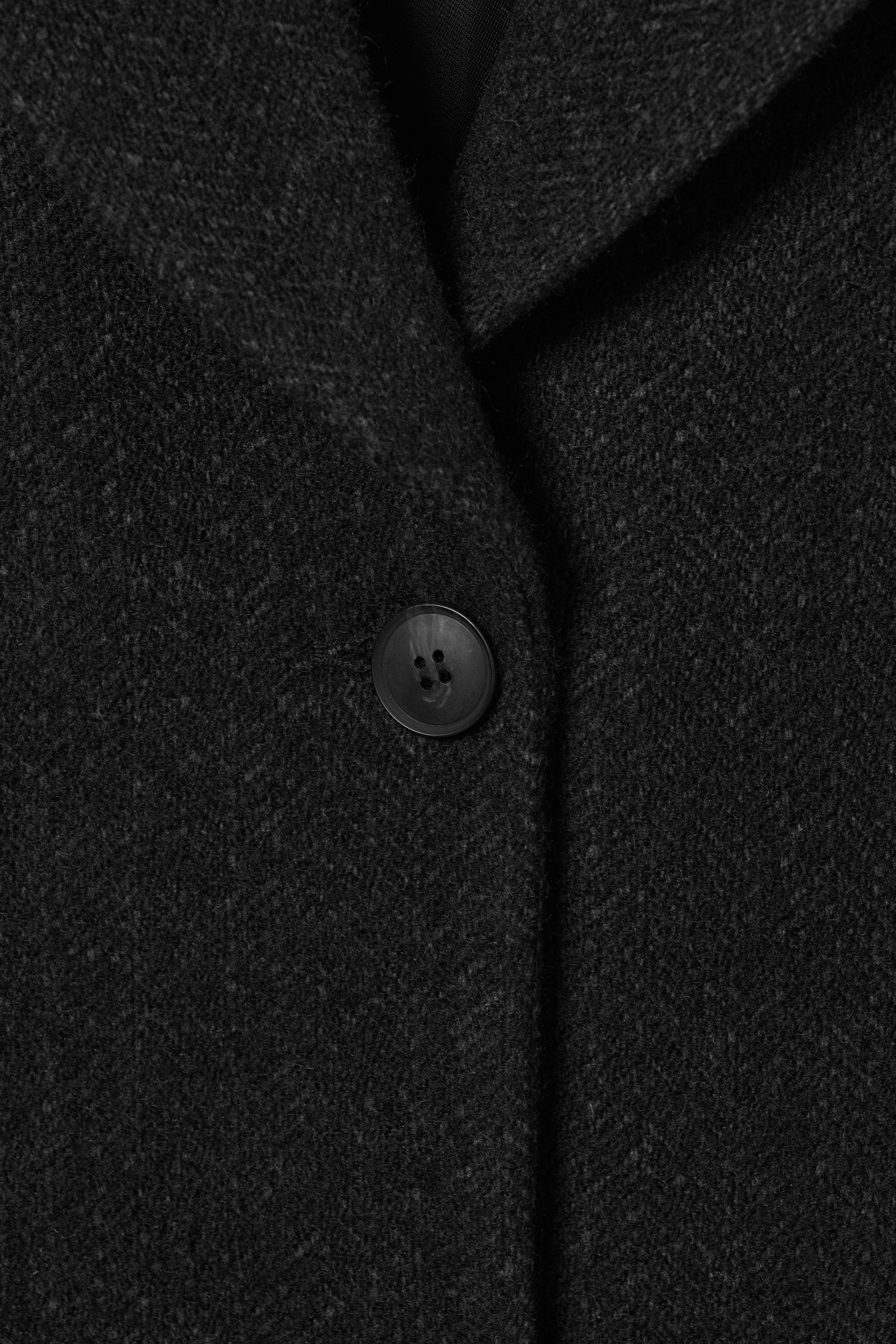 Black Herringbone - OVERSIZED WOOL-BLEND COAT - 6