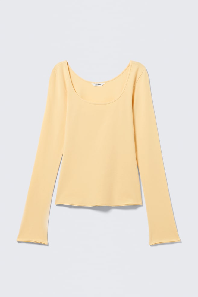 Top de cuello redondo y manga larga - Amarillo claro/Marrón/Blanco/Rayas negras y blancas - 1