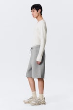 Grey Melange - Loose Fit Scuba Shorts - 4