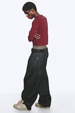 Black Rinse – svart - Dunno unisex løs Barrel-jeans med lavt liv - 4