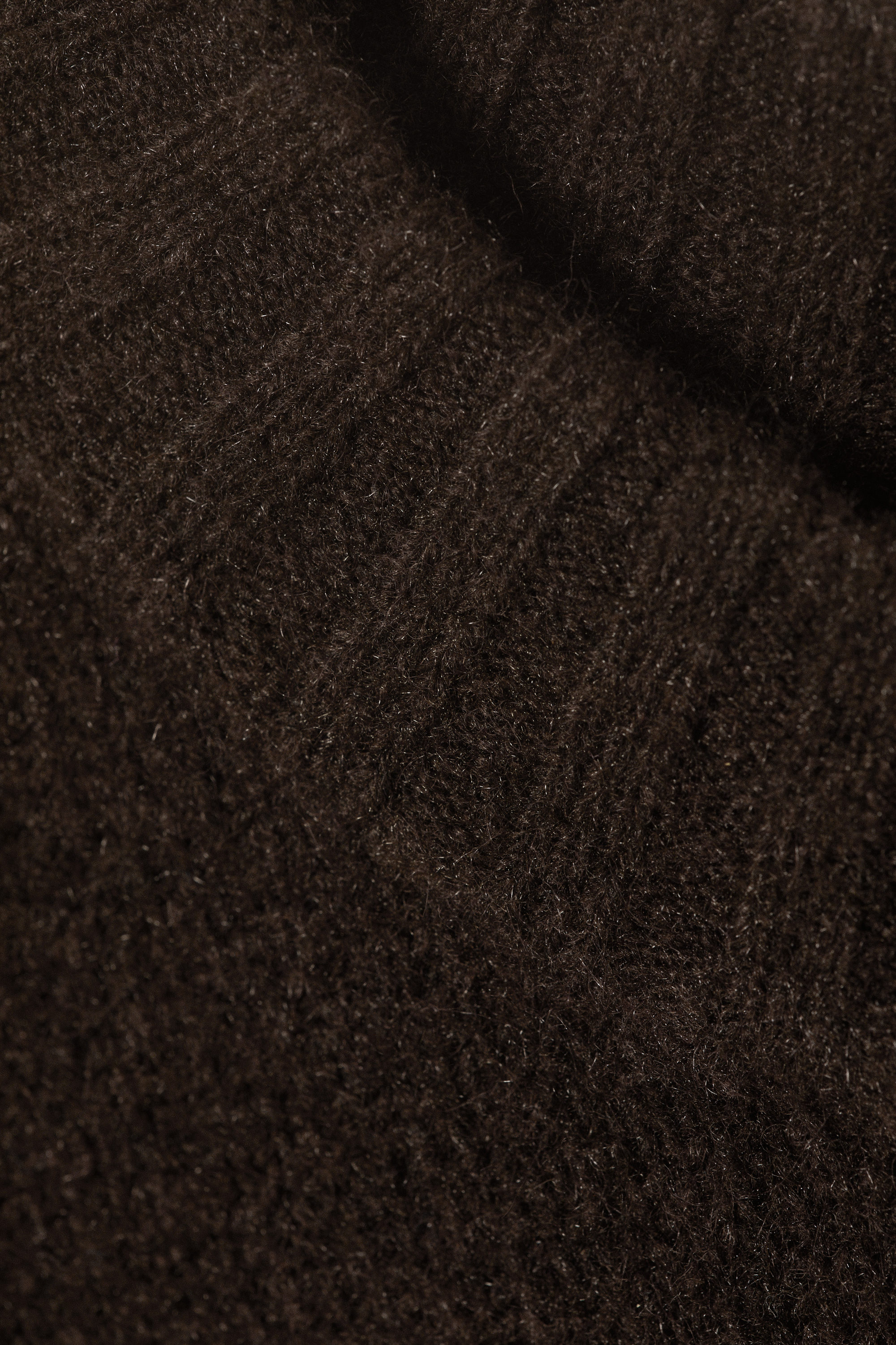 Dark Brown - Knitted Oversized Sweater - 4