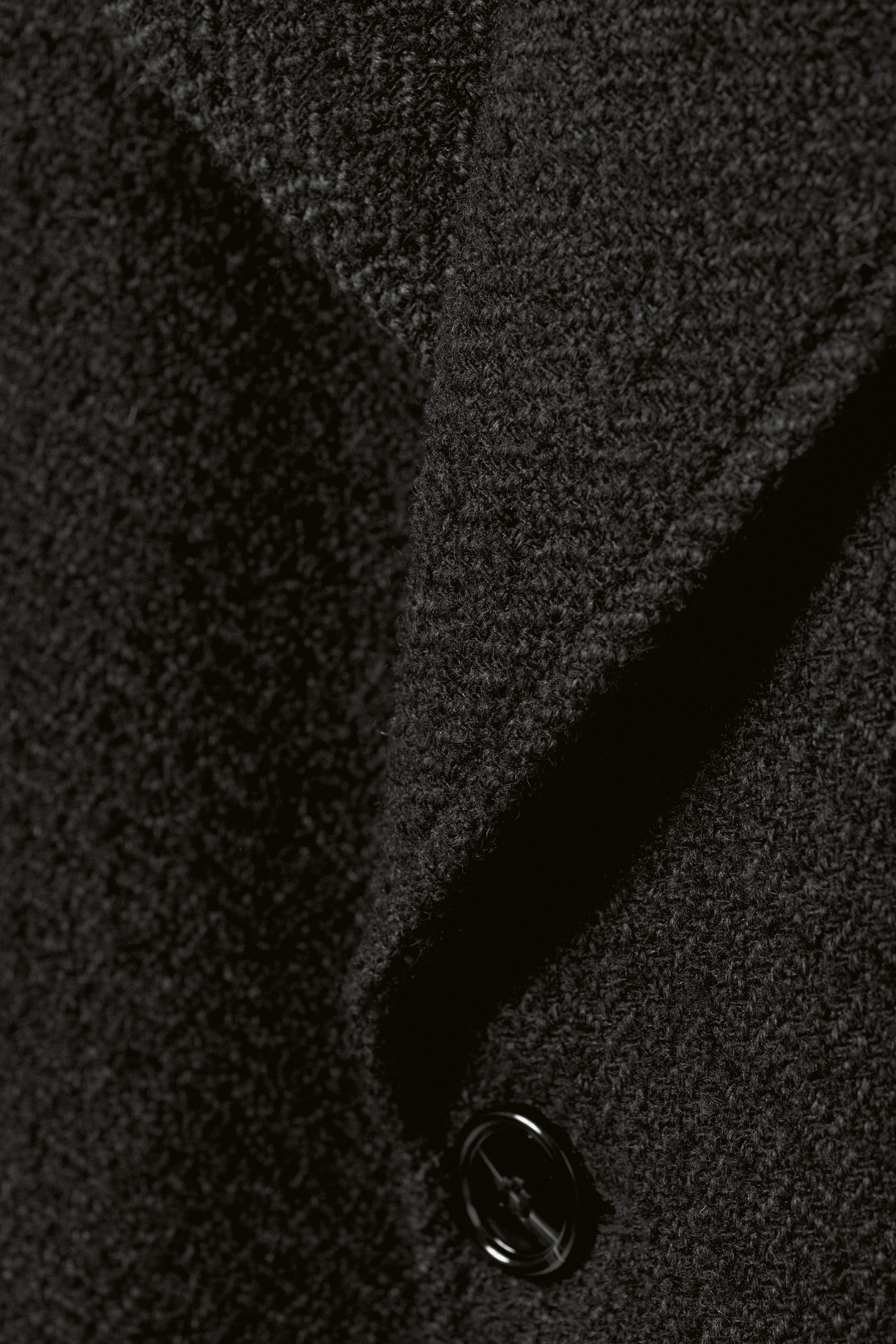 Mörkgrå Fiskbensmönstrad - Oversized Dubbelknäppt Rock i Ullblandning - 6