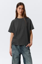 Dark Grey - Relaxed Boxy Cotton T-shirt - 0