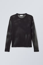 Schwarz - Sportliches Langarmoberteil aus Mesh - 0