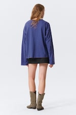 Blue & Burgundy Stripes - Long-Sleeved Cotton T-shirt - 2