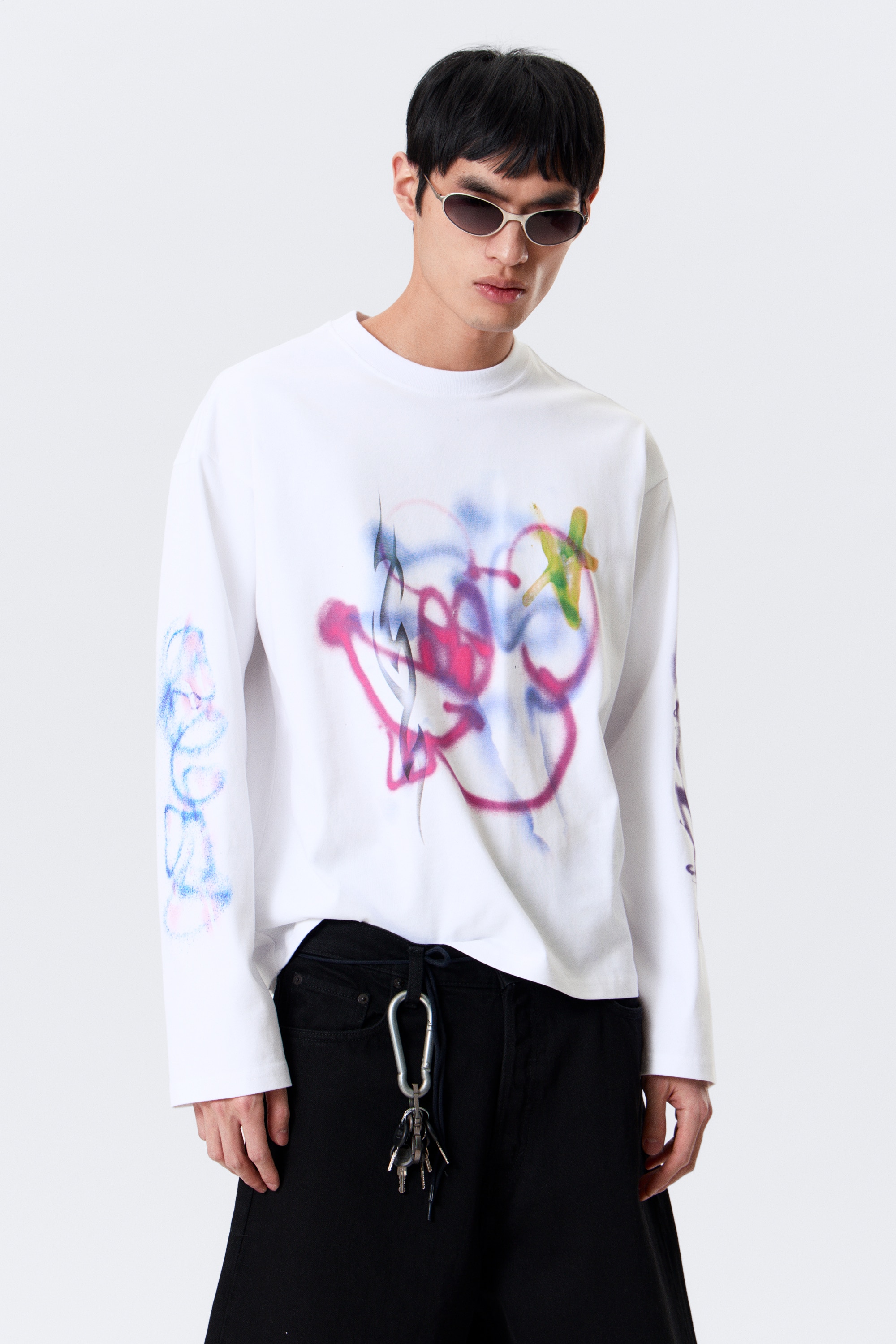 Great Boxy Graphic Long Sleeve T-shirt - Λευκό - Rat Spray/Μαύρο & Λευκό Ριγέ - Όνειρα/Σκούρο Γκρι - Air Flame/Λευκό - Skeleton Angel