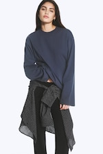 Dunkelblau - Oversized-T-Shirt mit langen Ärmeln - 0