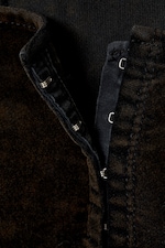 Dark Brown - Fitted Washed Velvet Hook-and-Eye Top - 4