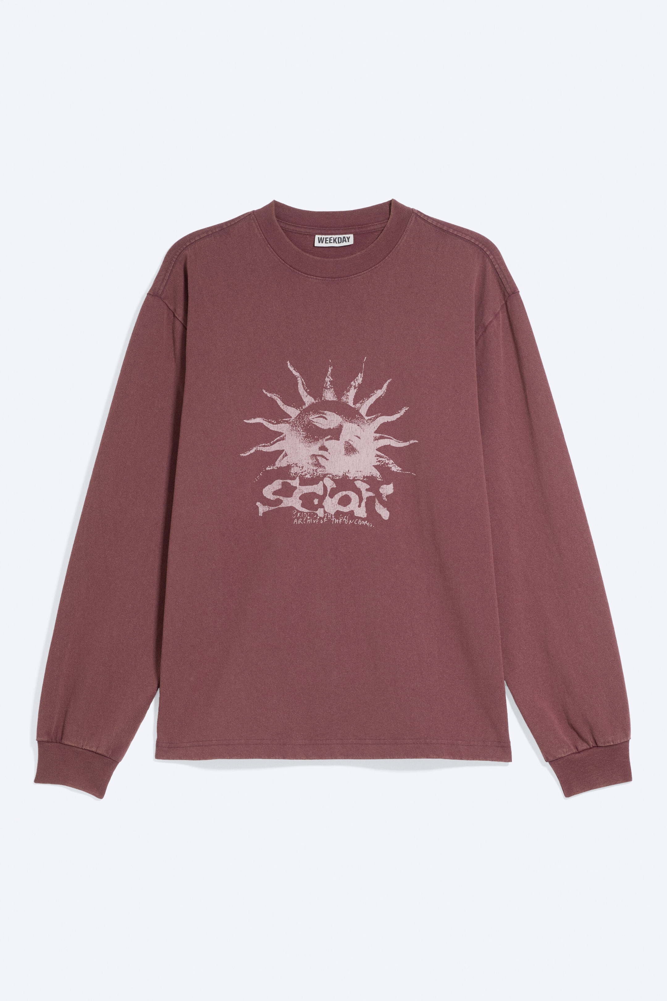 Dark Pink - Sun - Relaxed Graphic Long-Sleeved T-shirt - 3