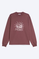 Dark Pink - Sun - Relaxed Graphic Long-Sleeved T-shirt - 3