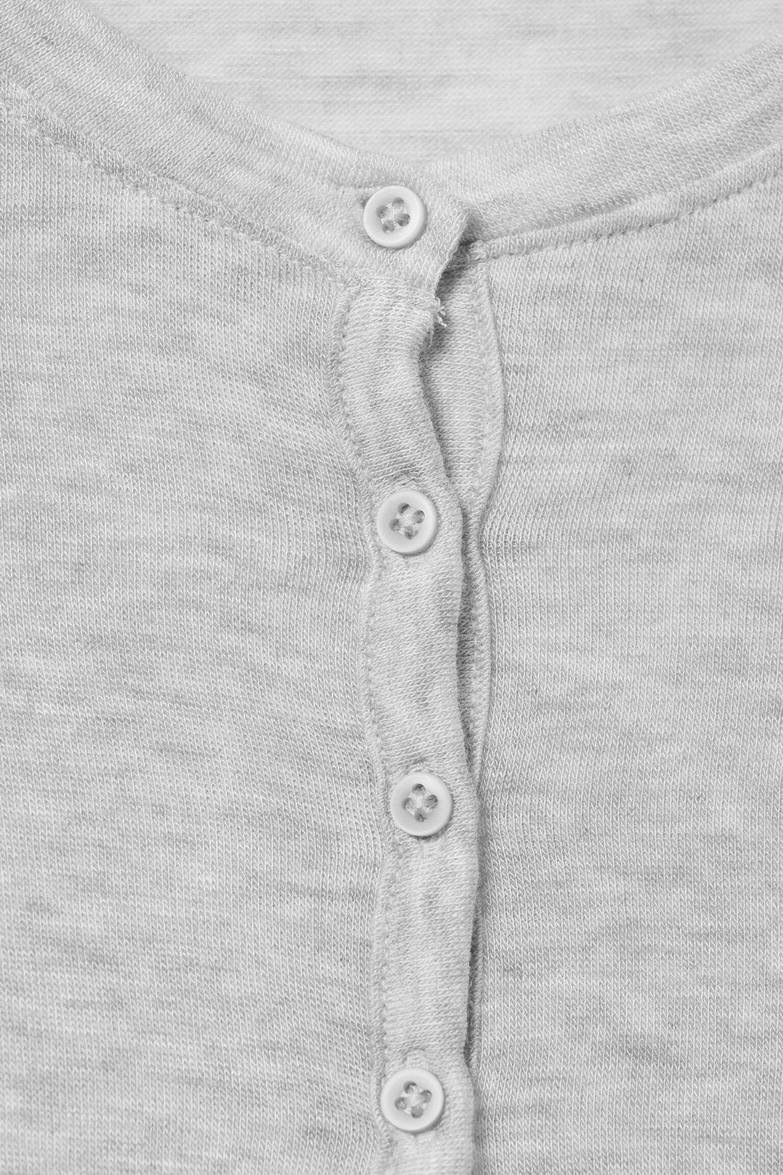 T-shirt slim a maniche lunghe - Grigio mélange/Nero/Bianco - 3