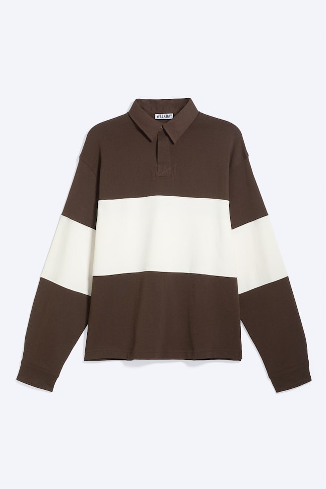 Maglia rugby boxy - Marrone scuro/Bianco - 1