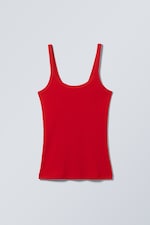 Bright Red - Close Fitted Ribbed Singlet - 0