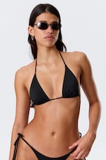 Black - Strappy Triangle Bikini Top - 0