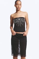 Black - Double Layered Mesh Skirt - 2